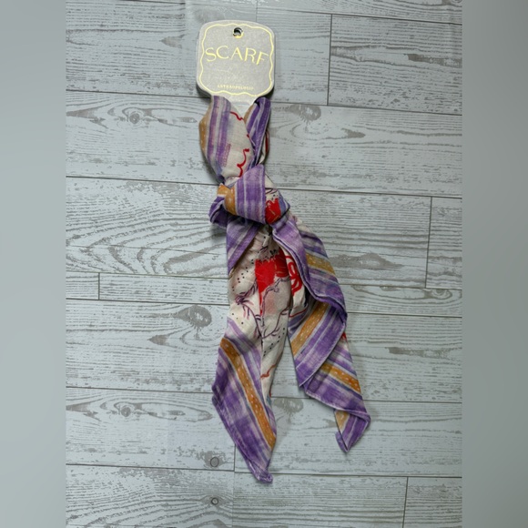 Anthropologie Accessories - Anthropologie Purple & Red Striped Floral Hair Scarf